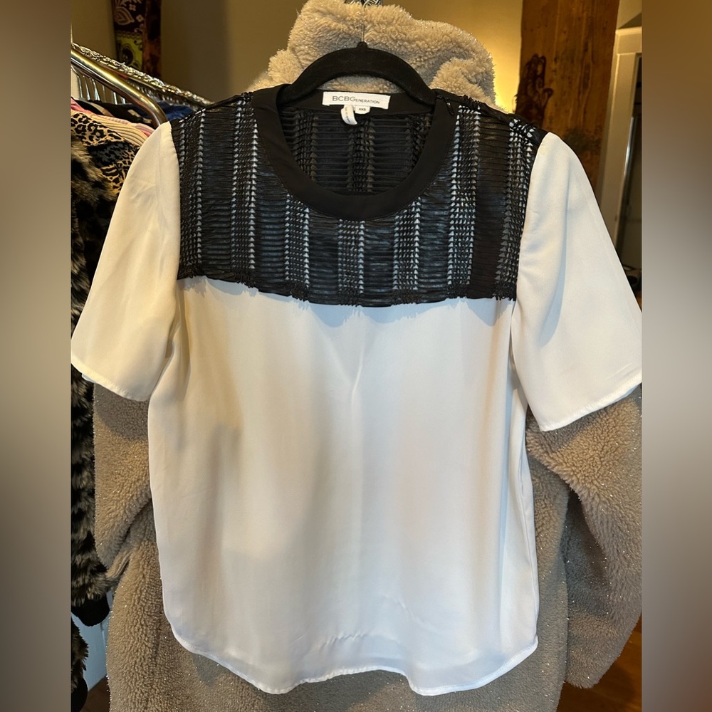 Bcbg leatherette shirt